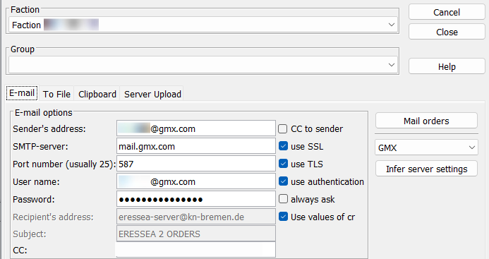 GMX - Configuration email